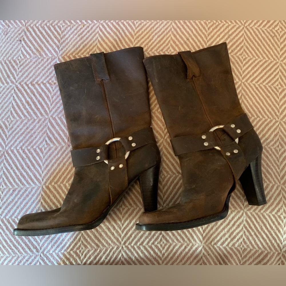 Michael Kors Coastal Cowgirl Western Y2K Brown Heeled Boots Vintage 9